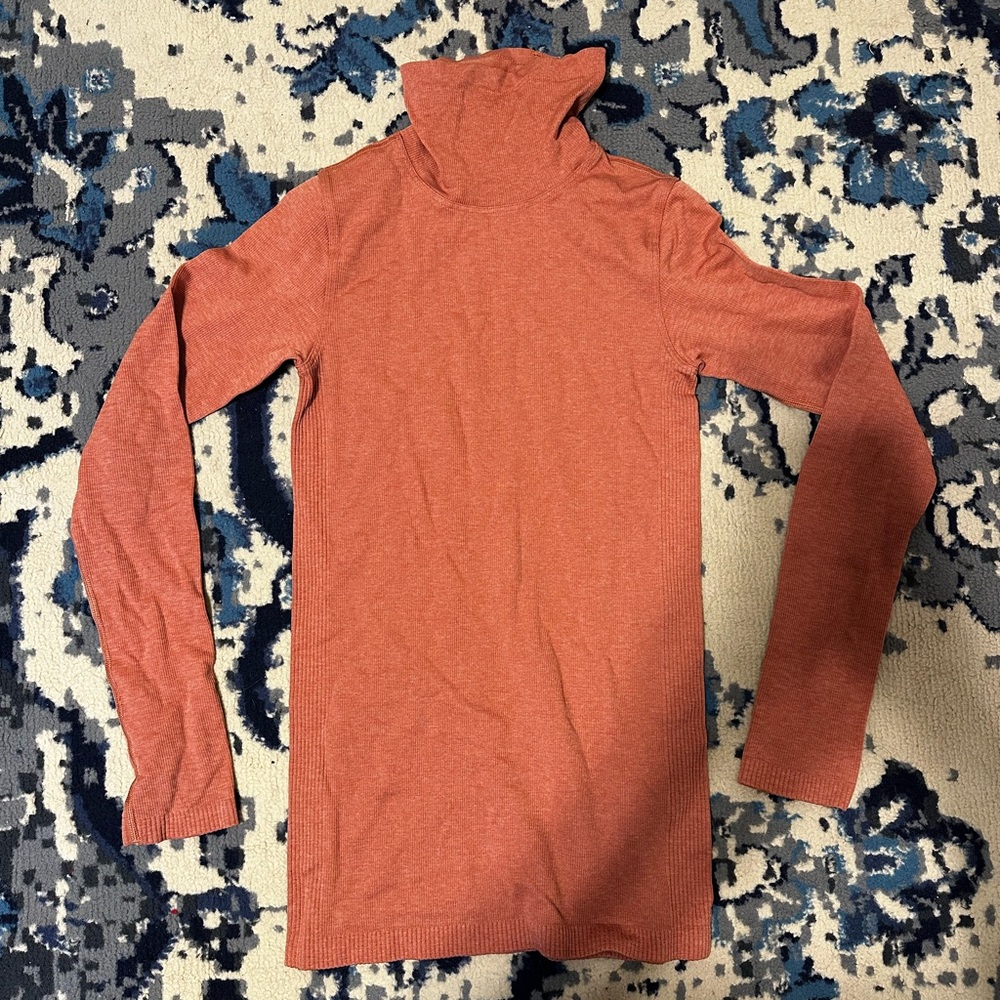 Lululemon Yin Vibes Seamless Ribbed Turtleneck Orange size 6